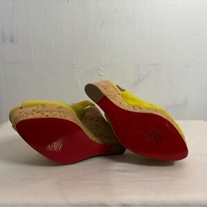Yellow louboutin cork wedge heels NEW